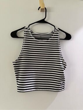 Reebok medium Black & White Striped Crop Tank Top